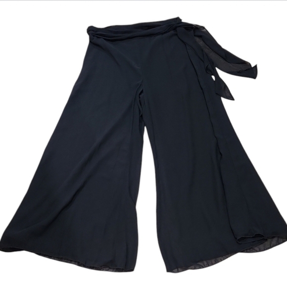 Dawn Joy Palazzo Wide Leg Mesh Overlay Evening Pants - Picture 2 of 6